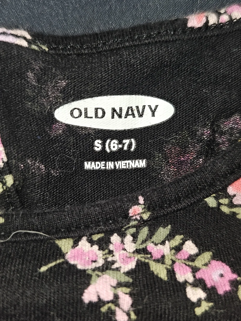 Old Navy Black Dress with Pink and Cream Paisley Florals